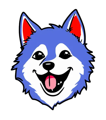 Tee Shirt Printing: Blue Husky with Red Ears - Playful and Joyful Design