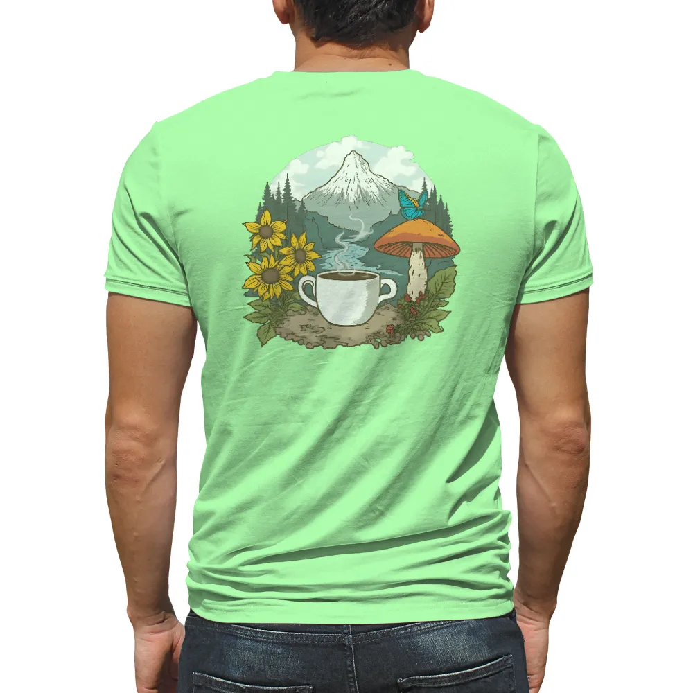 Tee Shirts Printed: Nature's Tranquility - Coffee & Mountains|butterfly shirt zumiez