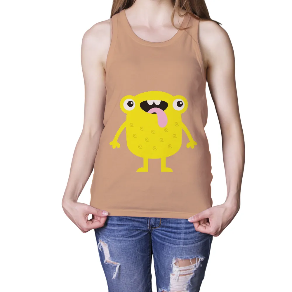 Whimsical Yellow Monster Graphic Tees: Fun and Playful Design|fun summer button down shirts