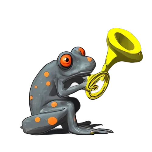 Custom T-Shirt Printing: Melody the Frog Playing Trumpet