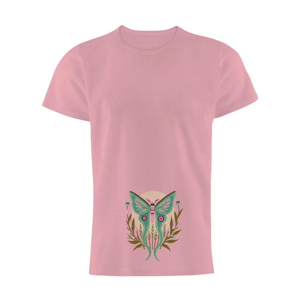 T-Shirts Custom: Nature's Whimsy - Luna Moth Design| black background