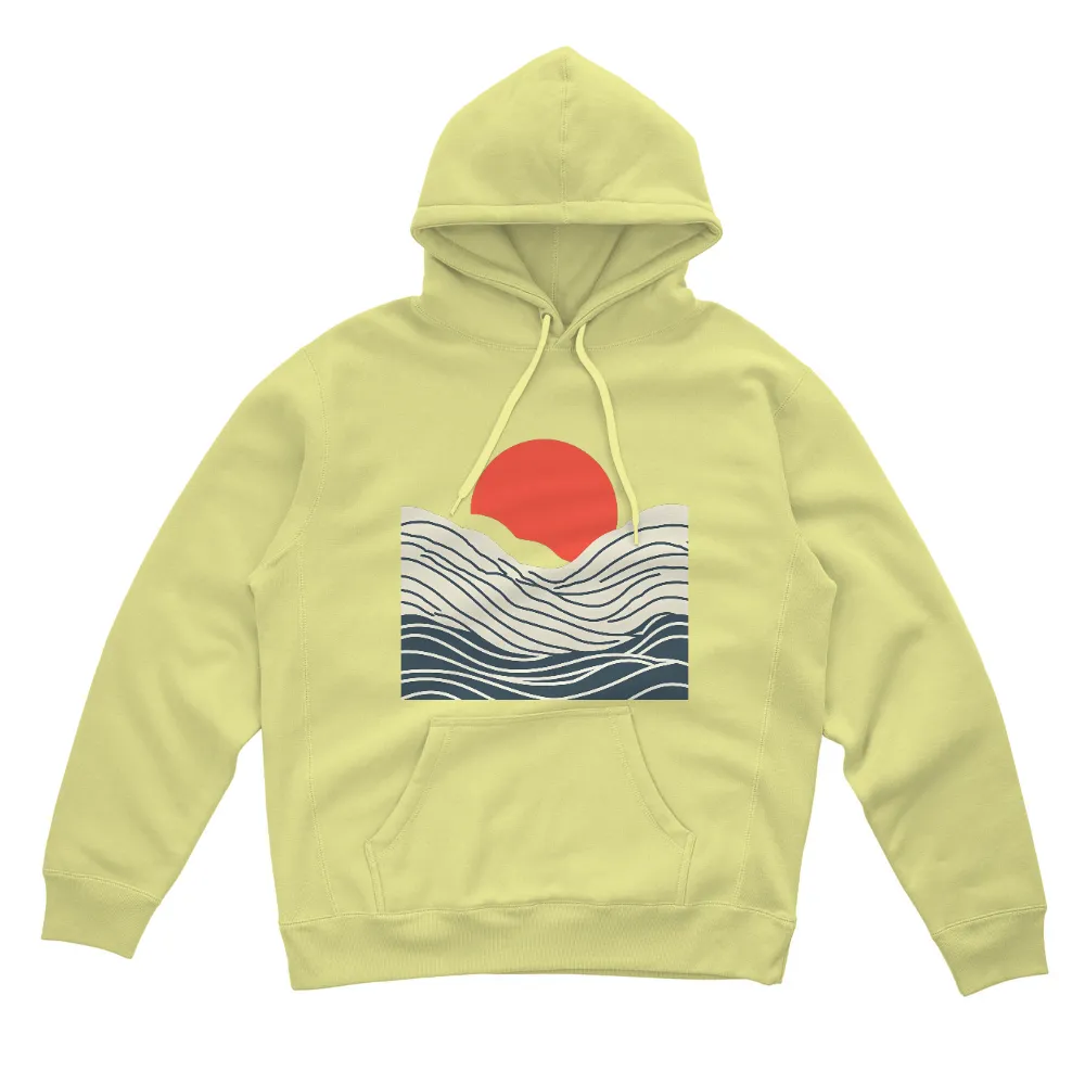 Tee Shirt Printing: Sunset Waves - Embrace Tranquility and Reflection|Serene sunset over the ocean