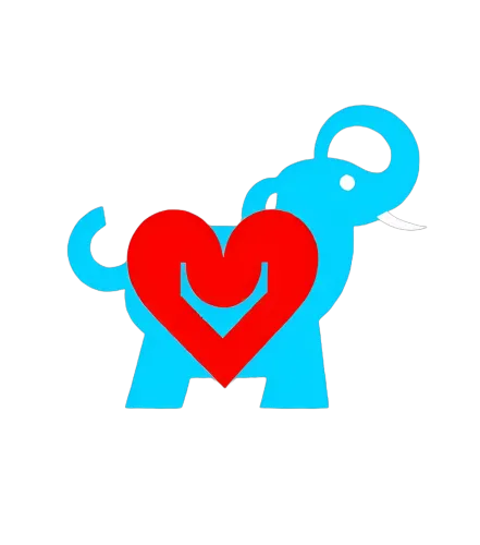 T-Shirt Printing: Blue Elephant with Heart - Love and Strength