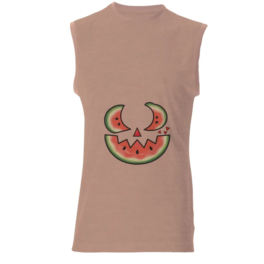 Custom Tee Shirts: Watermelon Jack-O-Lantern - Funny Halloween Design| playful Halloween design