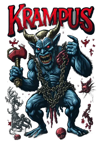 Custom Printing: Krampus - Folklore Demon with Chains and Axe