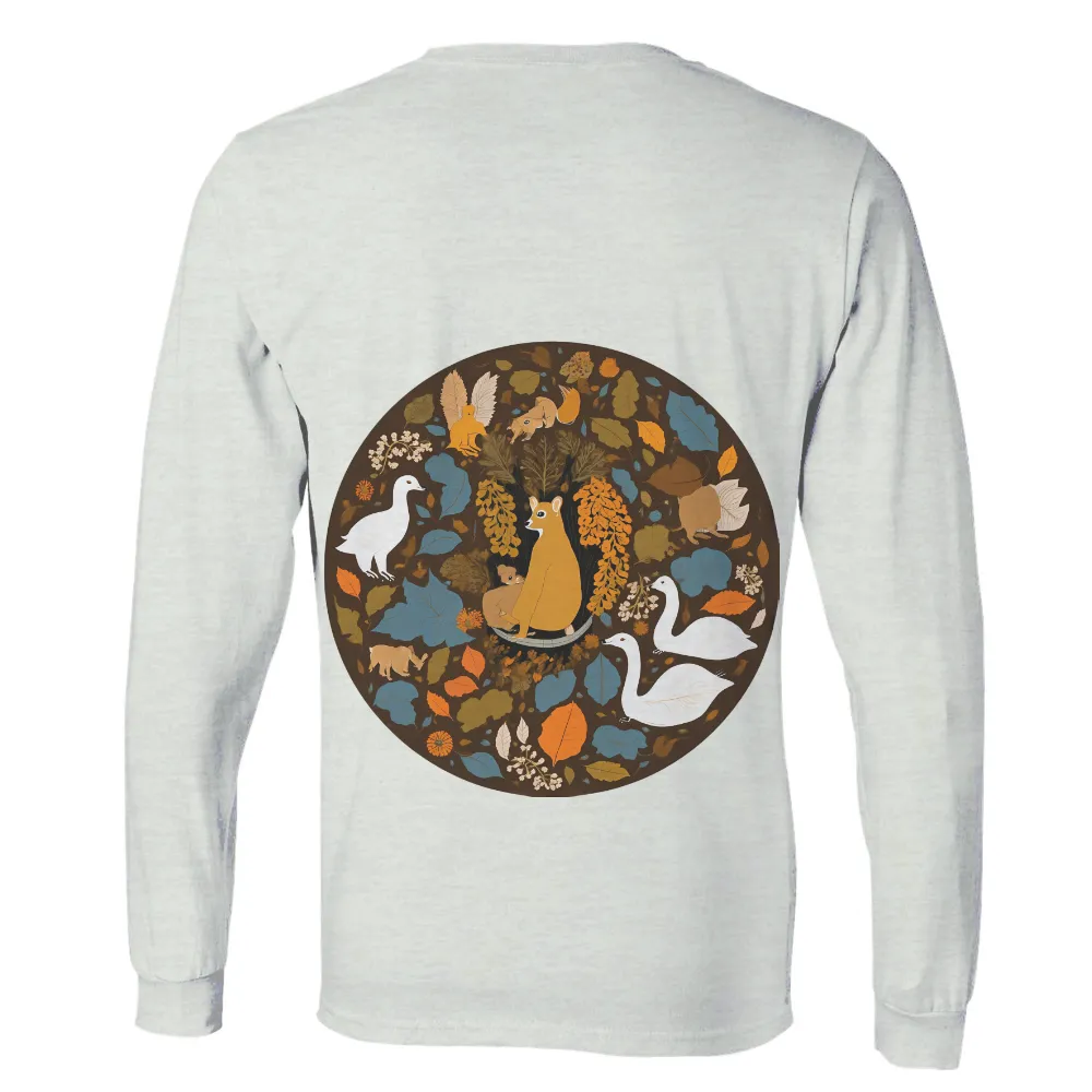 T-Shirts Design: Mother Fox and Her Kits in Autumn Forest|forest doraemon t shirt