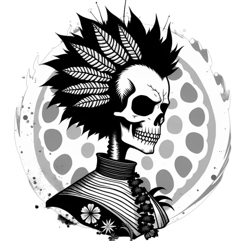 Shirts Graphic Tees: Vintage Skull with Feathers - Pop Culture Art