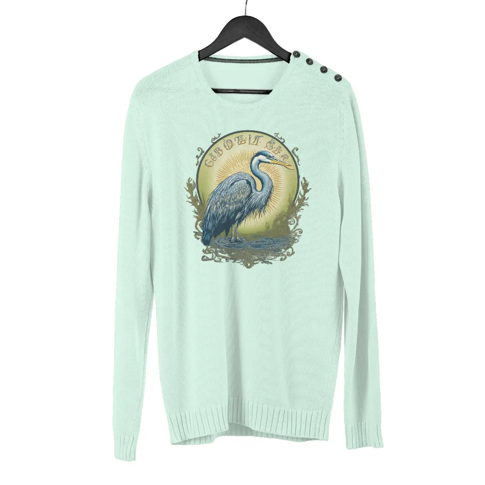 Custom Design Featuring Heron Nature Tranquility Art|r&b vintage t shirt