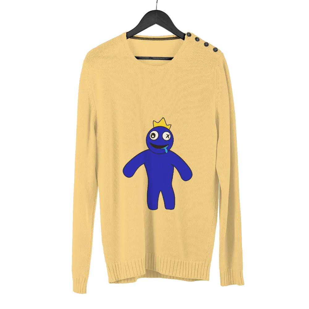 Blue Character with Yellow Crown T-Shirt Printing|roblox winter t shirt