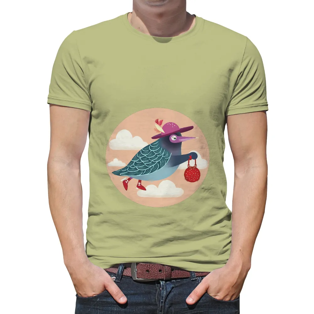 Shirts Graphic Tees: Whimsical Bird Bringing Joy|larry bird shooting shirt