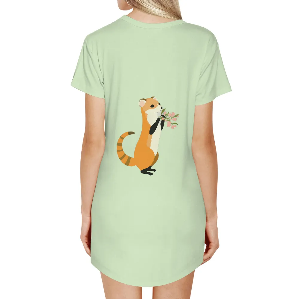 T-Shirts Design: Milo the Weasel with Pink Flowers|pokemon forest shirt