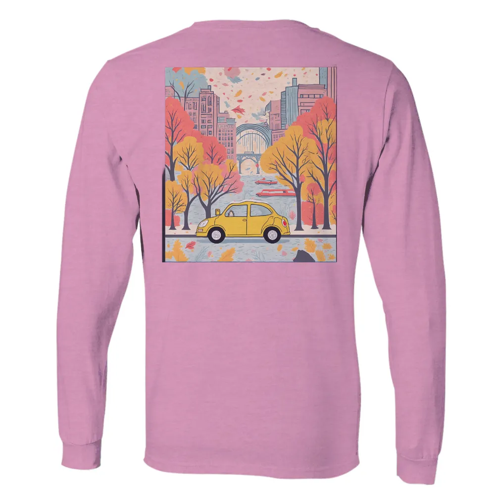 TShirt Design: Autumn Cityscape with Yellow Taxi|atlanta hawks city edition t shirt