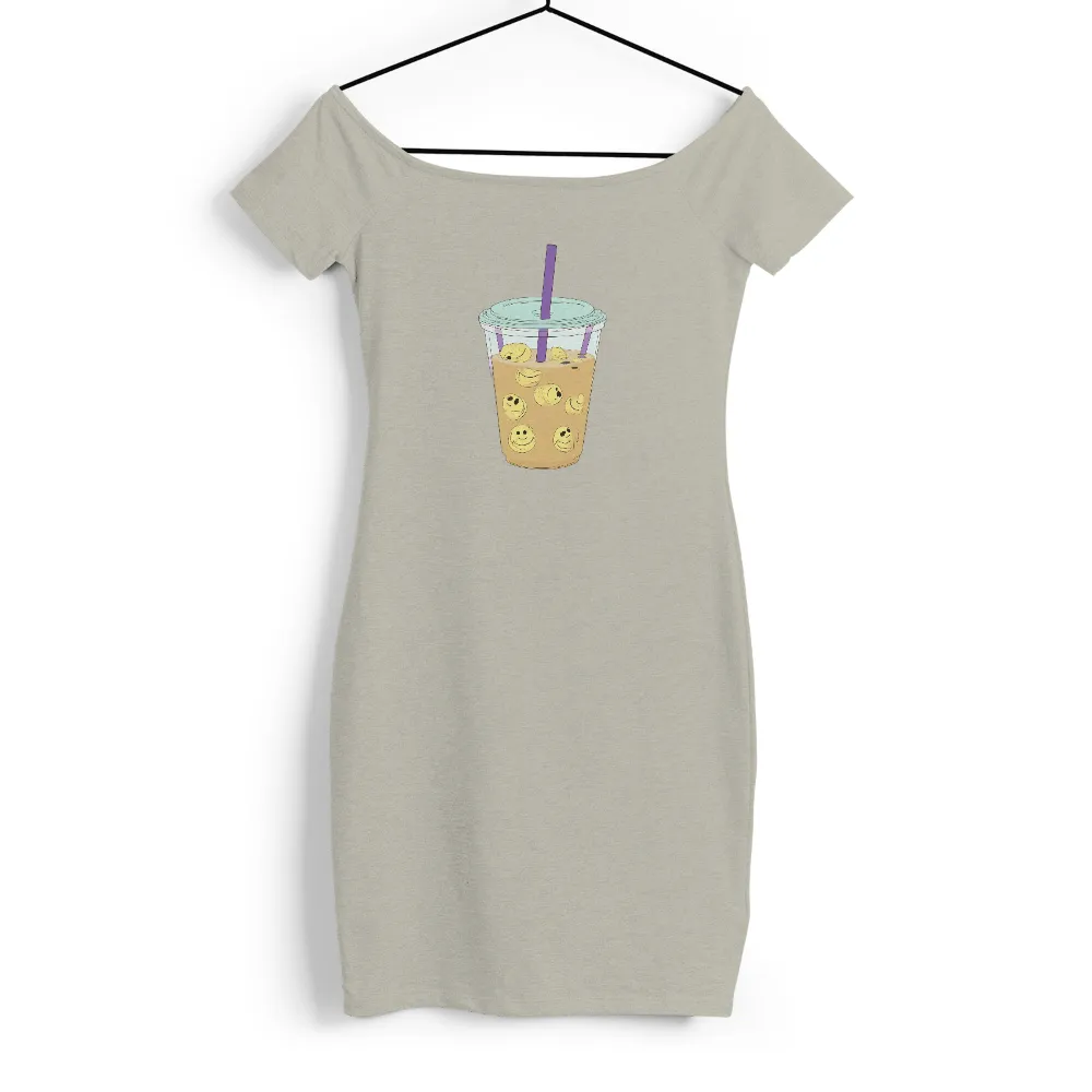 TShirt Printing: Bubble Tea Smiling Boba - Joyful Moments| Cheerful bubble tea illustration