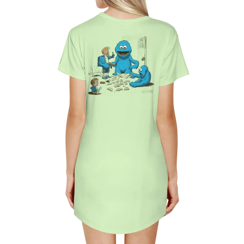 T-Shirts Custom: Detective Meets Cookie Creatures| small blue cookie monster