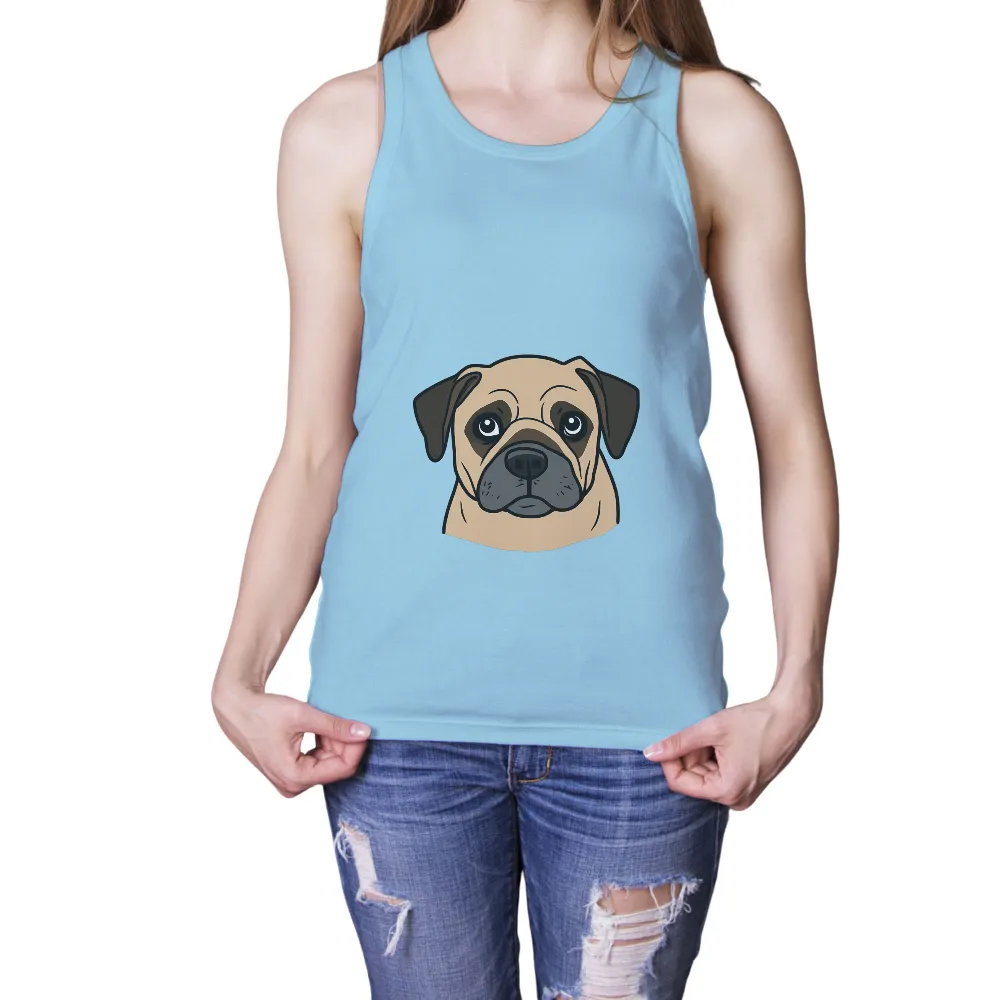 Graphic Tees: Playful Pug Portrait - Artistic Designs|personalized dog dad t shirt