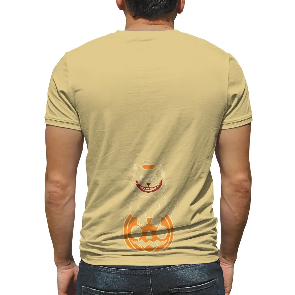 TShirt Design: Black Cat on Pumpkin - Halloween Spirit| festive design