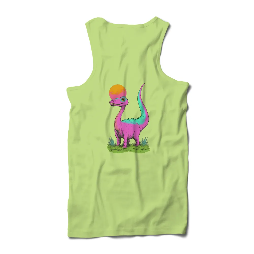 Graphic Tees: Whimsical Neon Dinosaur in Eternal Sunset|father's day dinosaur shirt