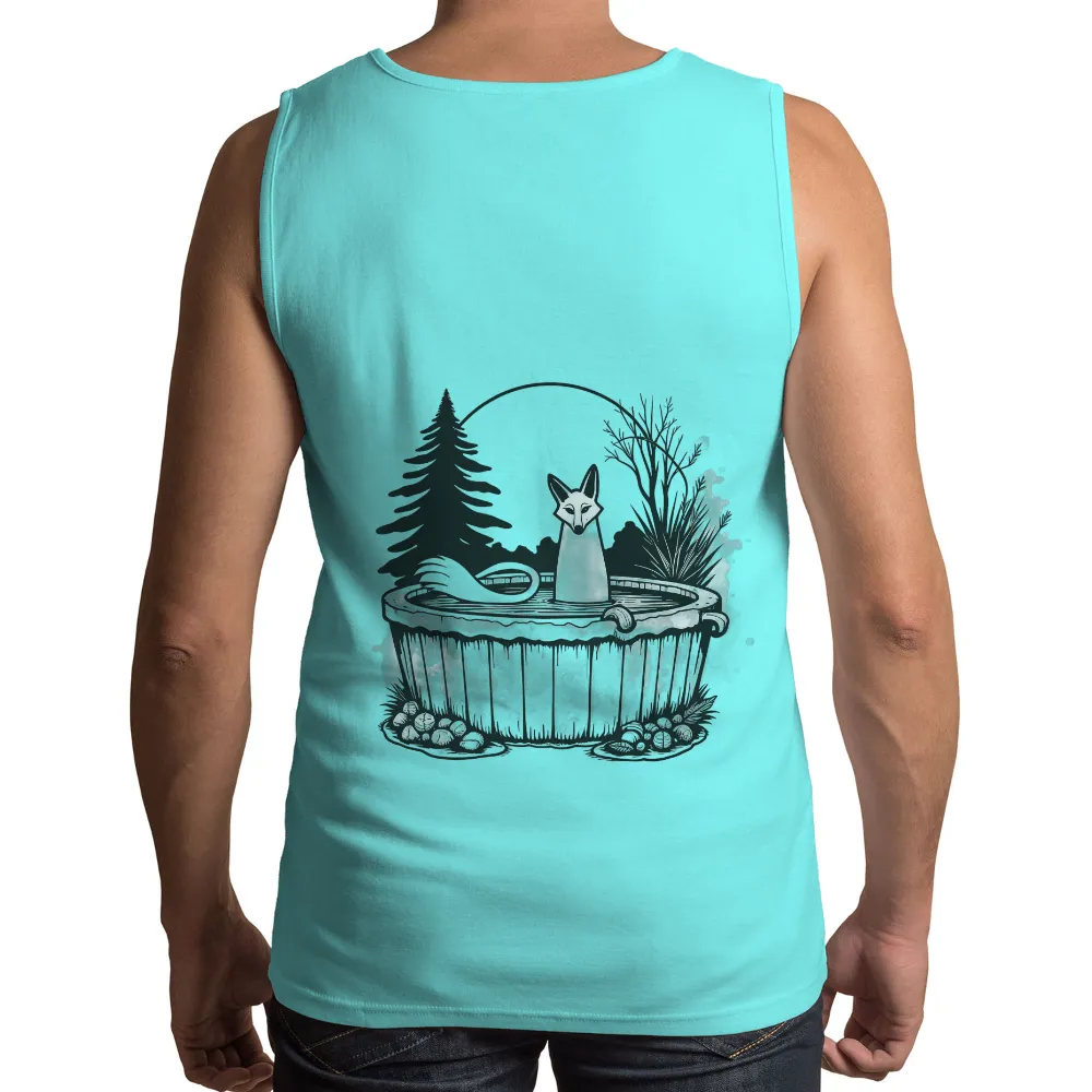 T-Shirts Pattern: Fox in a Hot Spring - Artistic Design|pokemon forest shirt