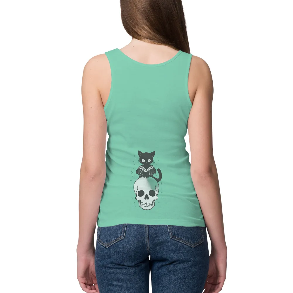 T-Shirt Printing: Whiskers the Scholarly Cat on a Skull|roblox skull t shirt