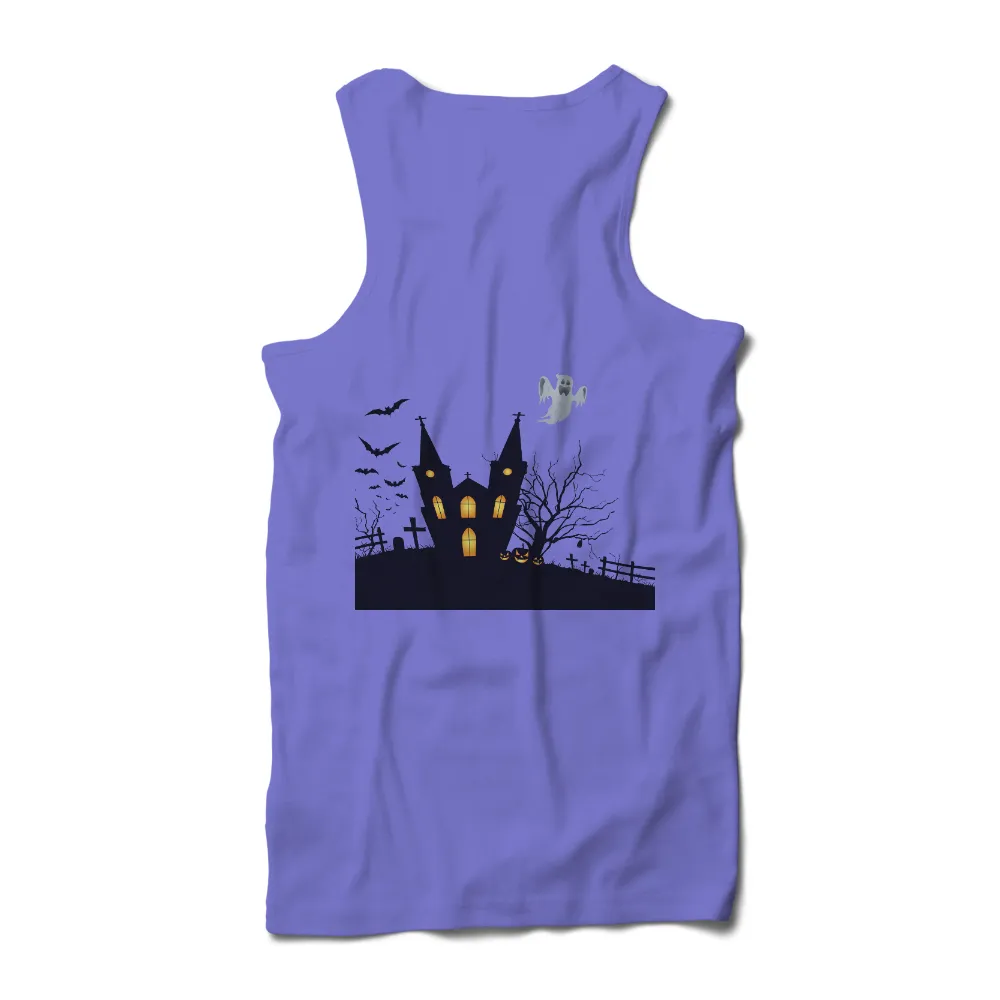 Custom Tee Shirts: Spooky Mansion Adventure with Ghost Luna|men's night out camp shirt playboy