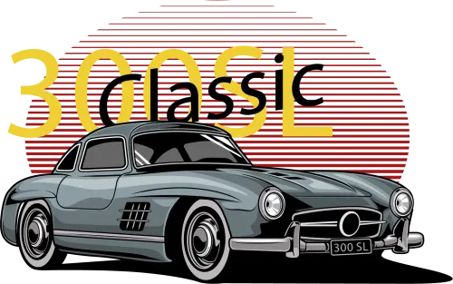 Graphic Tees: Classic Car Enthusiast - Vintage Mercedes-Benz 300 SL Design