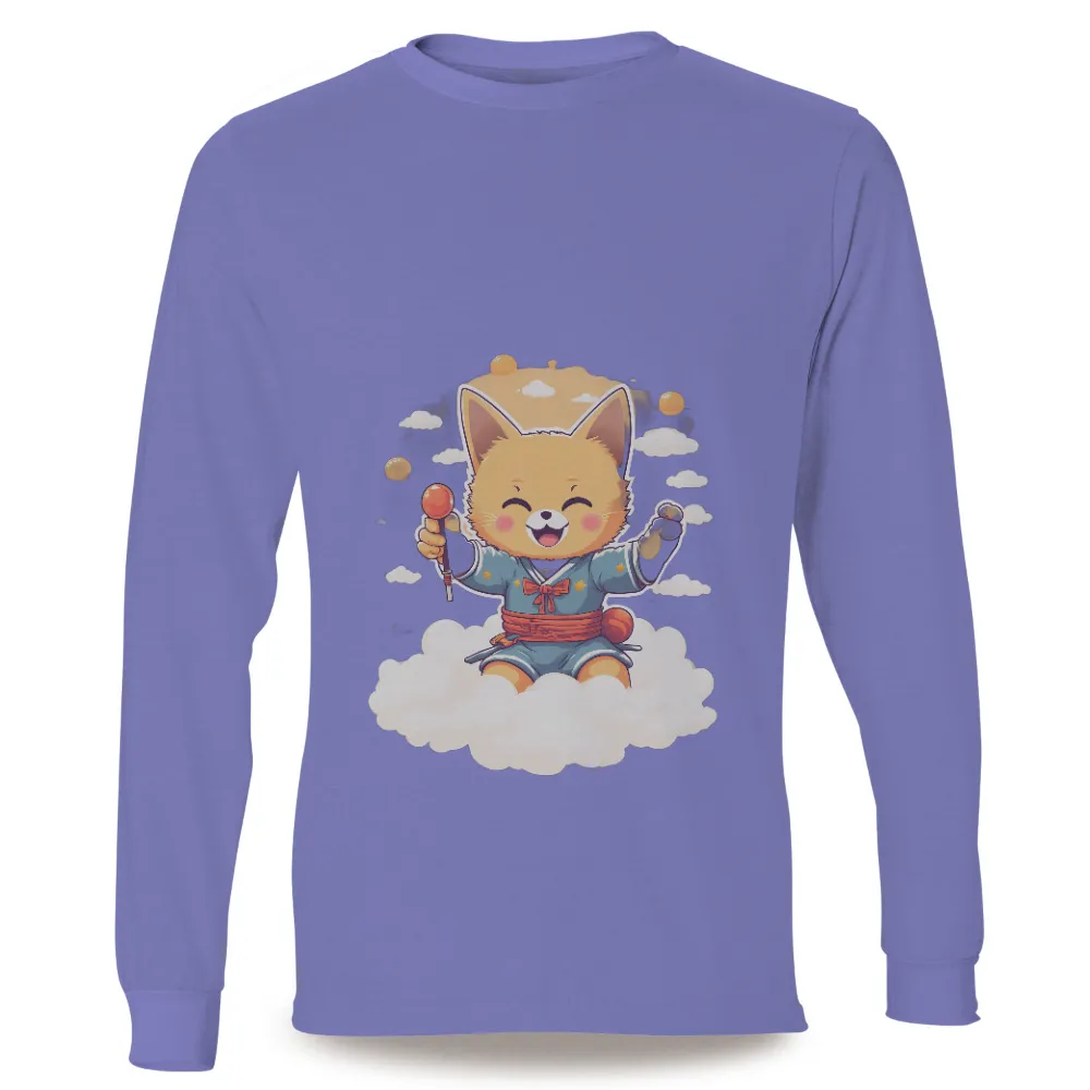 Custom Tee Shirts: Kumo the Joyful Fox in the Night Sky|4th of july shirts cute