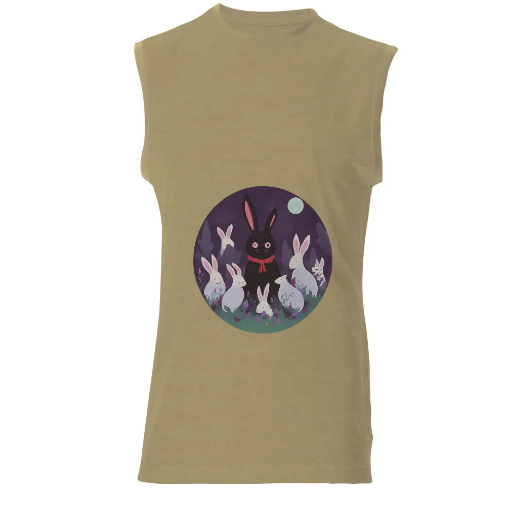 Shirts Graphic Tees: Luna and Her Rabbits in a Magical Forest|women's long sleeve uv protection golf shirts