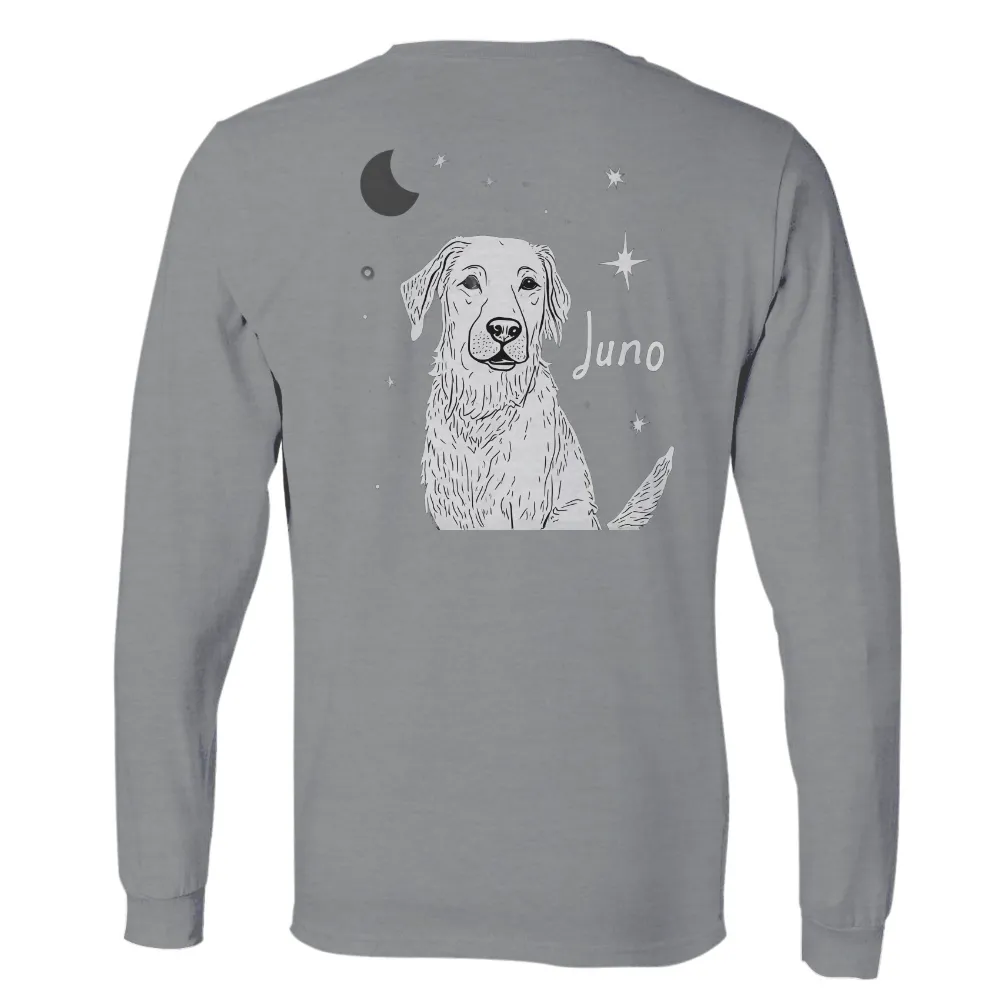 Custom T-Shirt Printing: Juno Under the Stars - Personalized Text, Golden Retriever, Night|edit design for t shirt