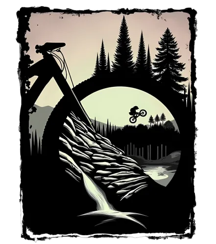 Shirts Graphic Tees: Adventure Awaits - Mountain Biking Under the Full Moon