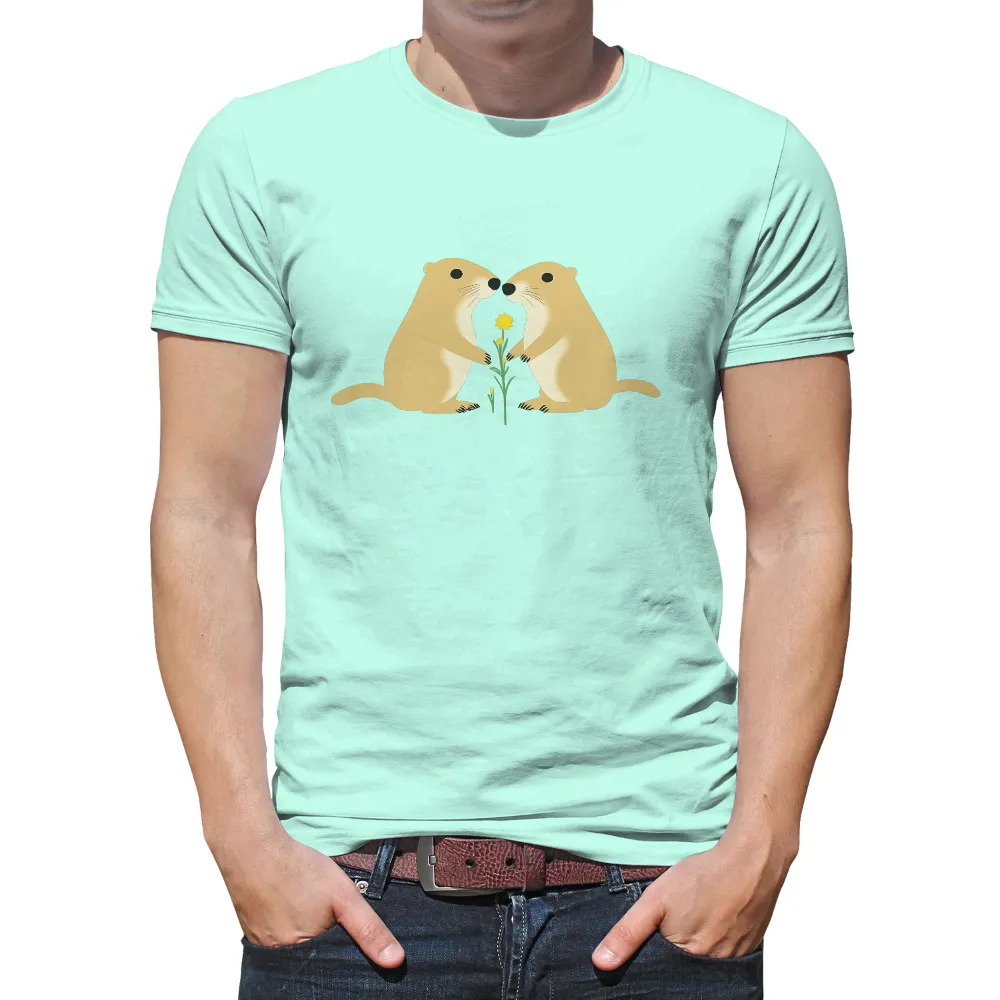 Customized Tee Shirts: Groundhogs with Yellow Flower - Friendship and Mutual Support|hope trip shirt