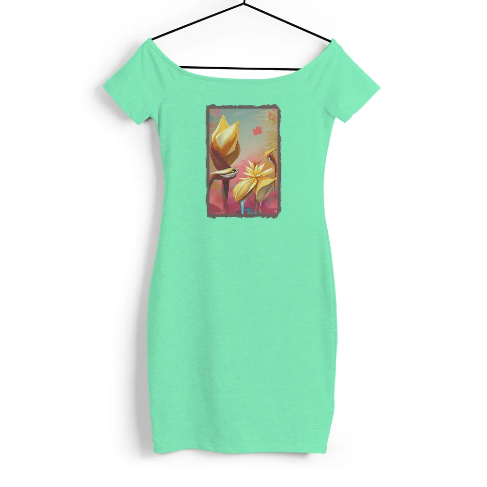 T-Shirts Custom: Whimsical Flower Garden | Artistic Designs| dreamy pink and purple background