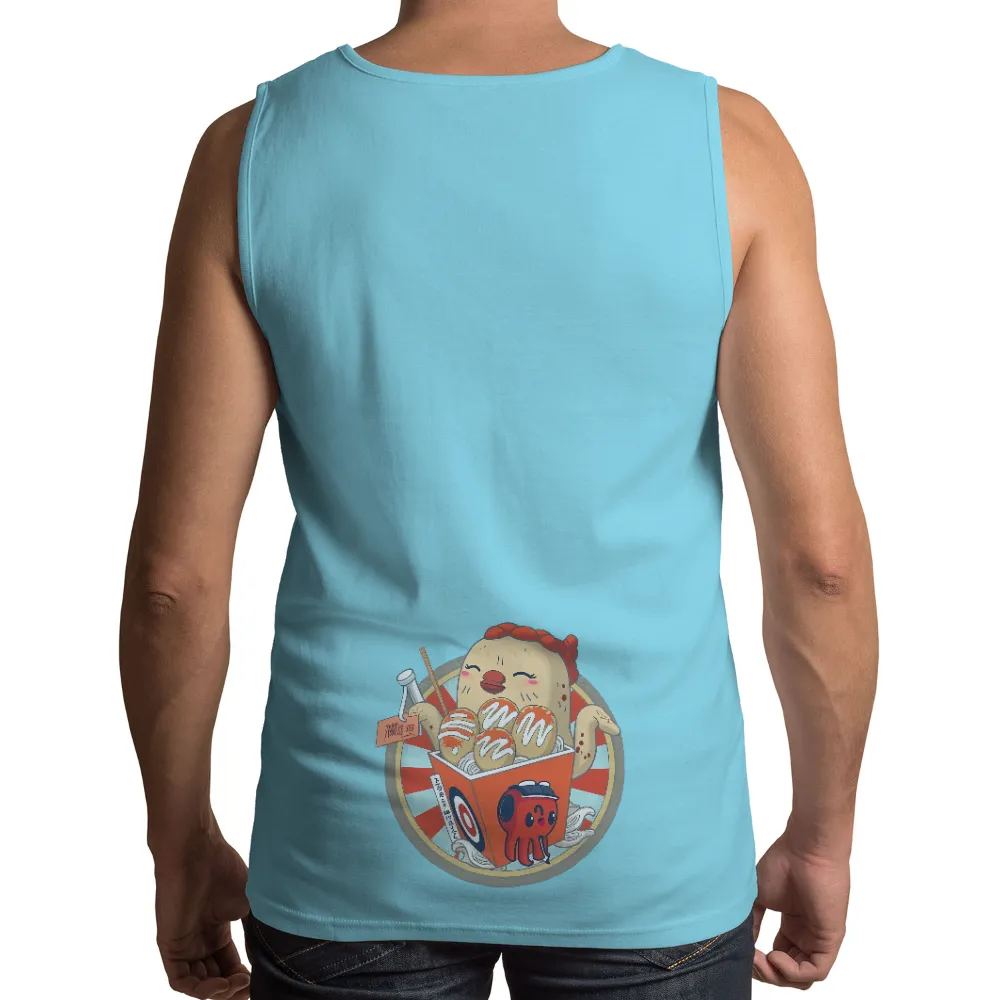 Custom T-Shirt Printing: Takoyaki Vendor - Japanese Street Food Anime Design| takoyaki balls with mayonnaise swirls