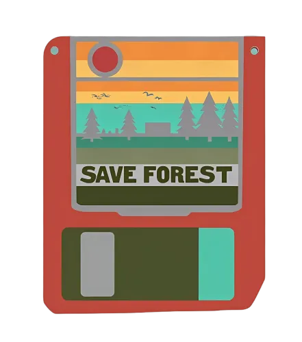 T-Shirts Custom: Save Forest Retro Floppy Disk Design