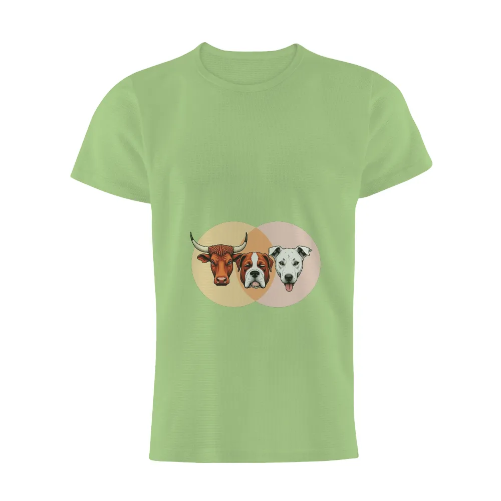 T-Shirts Custom: Cow, Boxer, and Pitbull Friendship Design|crew neck uv protection running long sleeve shirt