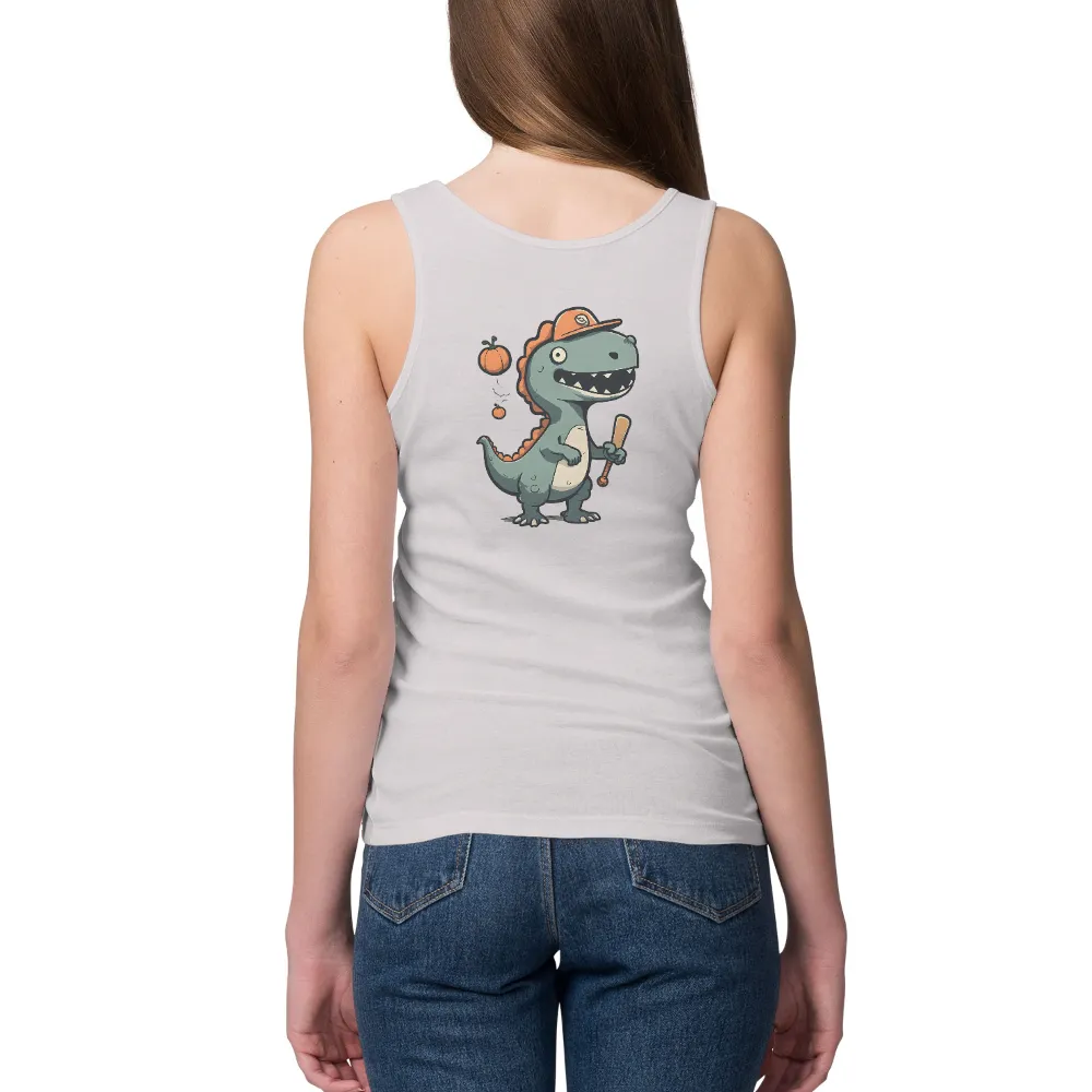 TShirt Design: Rex the Baseball Dino Celebrates Halloween|mom and son matching dinosaur shirts