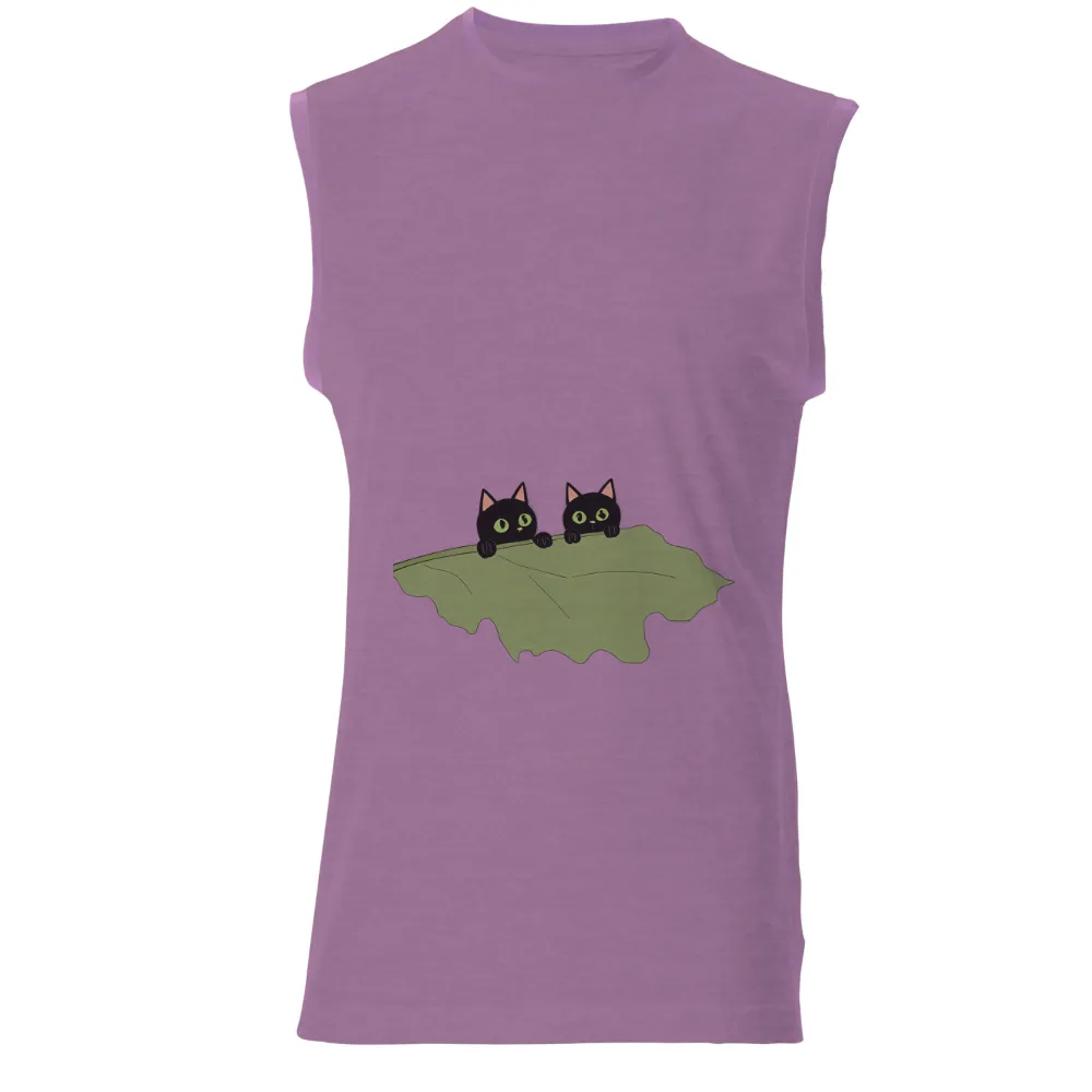 Customized Tee Shirts: Curious Cats on a Leaf - Artistic Design|tom nook leaf shirt