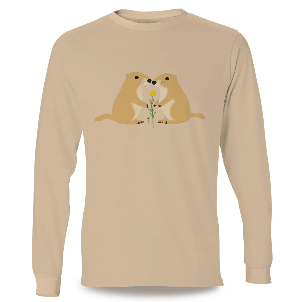 Customized Tee Shirts: Groundhogs with Yellow Flower - Friendship and Mutual Support|rebellious hope t shirt black