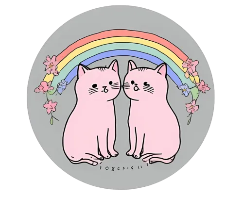 Charming Cats Beneath a Vibrant Rainbow Design