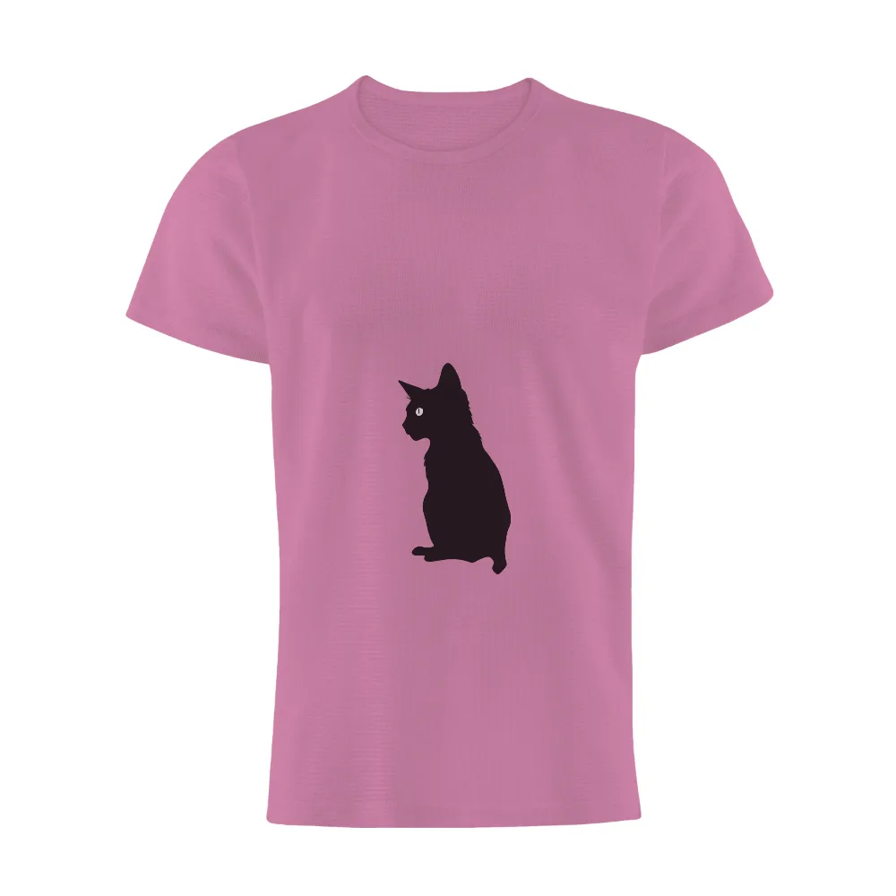 Tee Shirt Printing: Black Cat Silhouette with Glowing Eye - Artistic Design|lowrider art t shirts