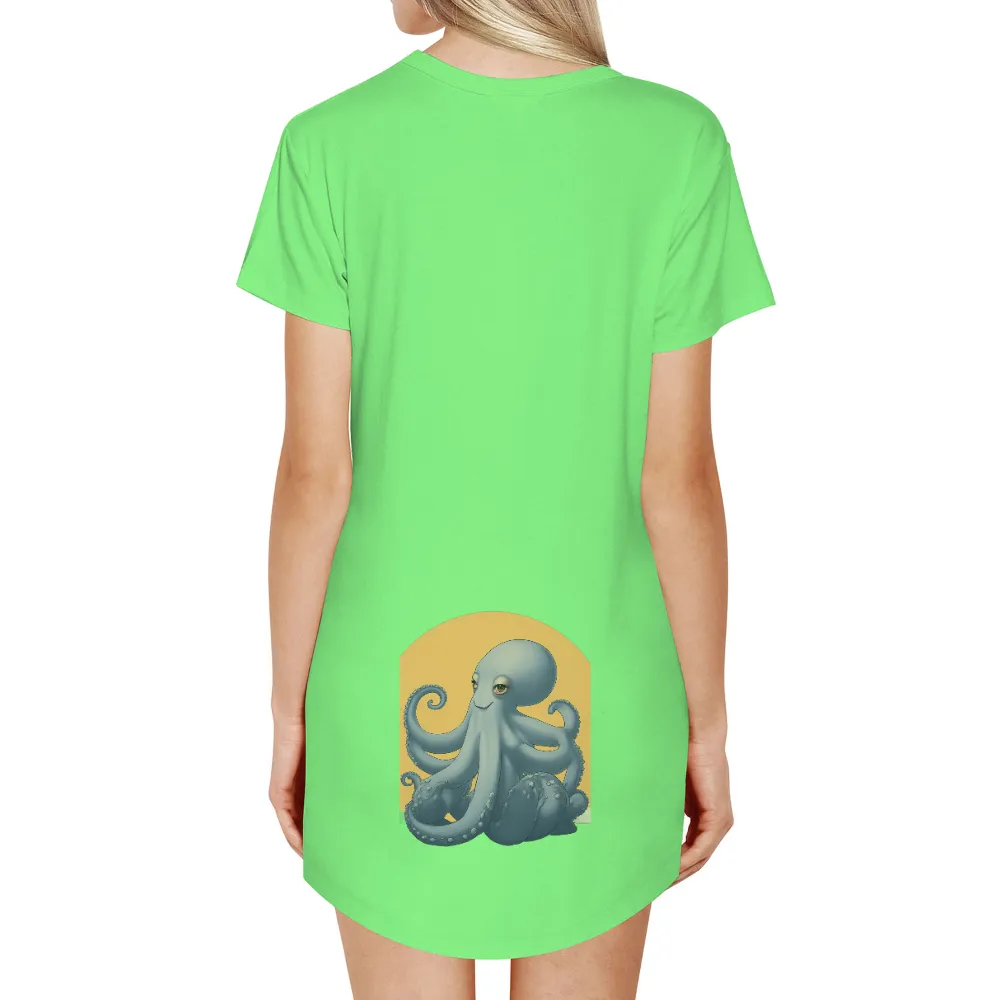 T-Shirts Design: Orion the Octopus - Marine Conservation Mascot|summer retro surf marine life printed casual tee