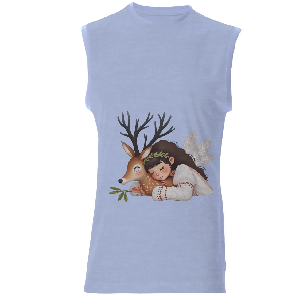 T-Shirts Design: Nature's Harmony - Girl Hugging Deer|pride peace sign shirt