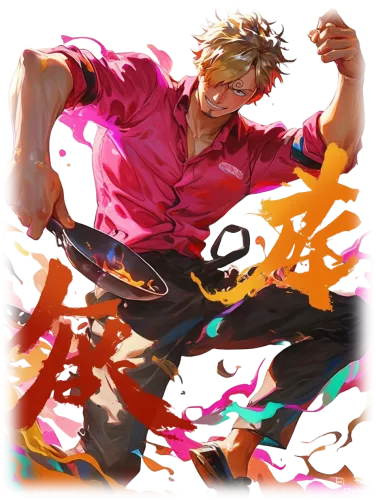 Sanji in a powerful stance with his pink shirt - sanji pink shirt