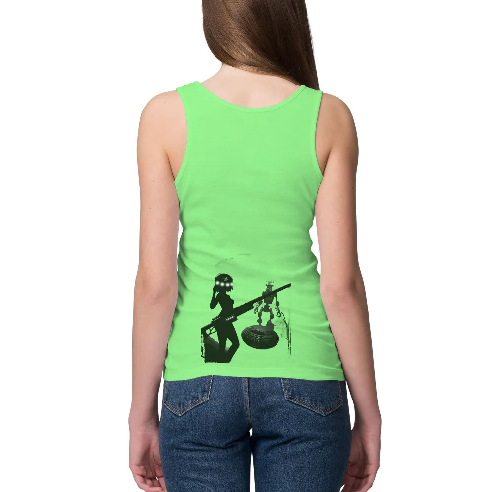 Shirts Graphic Tees: Cyberpunk Silhouette - Resilience in the Future|robot valentine shirt