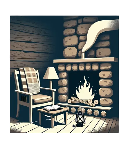 TShirt Printing: Cozy Cabin Fireplace - Life Theme