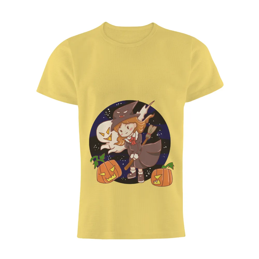 Tee Shirt Printing: Halloween Witch Adventure with Pumpkins and Ghosts|halloween costumes white dress shirt