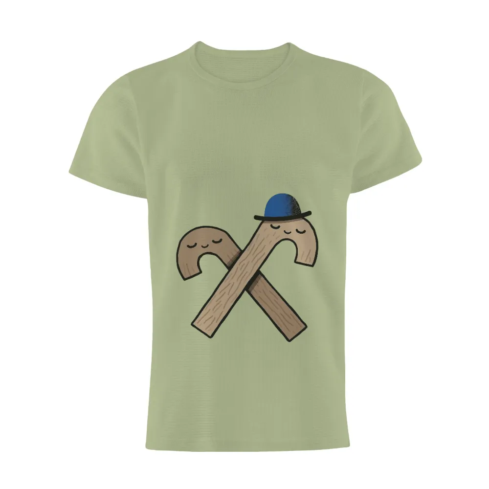 Tee Shirt Printing: Crossed Canes - Charm, Tradition, and Friendship| one wearing a blue bowler hat