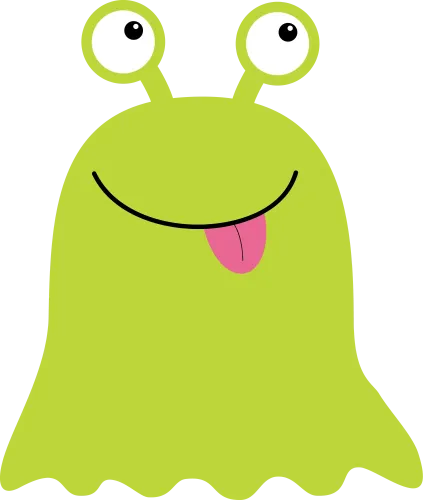 TShirt Design: Whimsical Green Monster with Happy Tongue Out