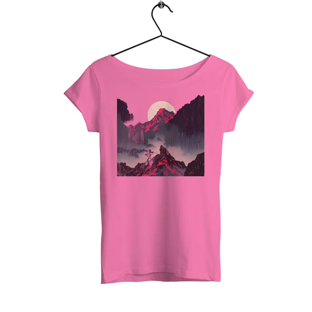 T-Shirts Design: Hiker Climbing Under the Moon|the mountain butterfly t shirt