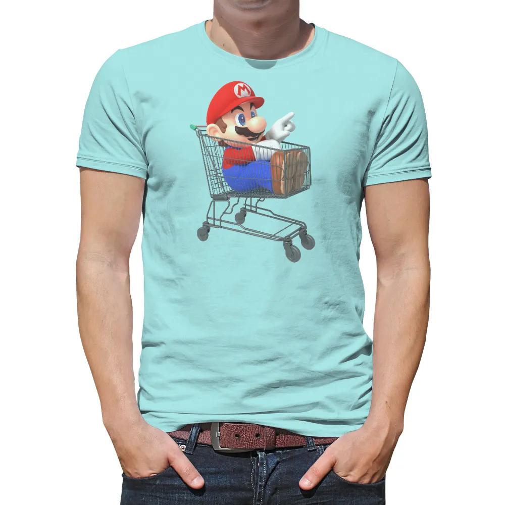 Customized Tee Shirts: Mario's Shopping Cart Adventure|mario red nose day t shirt