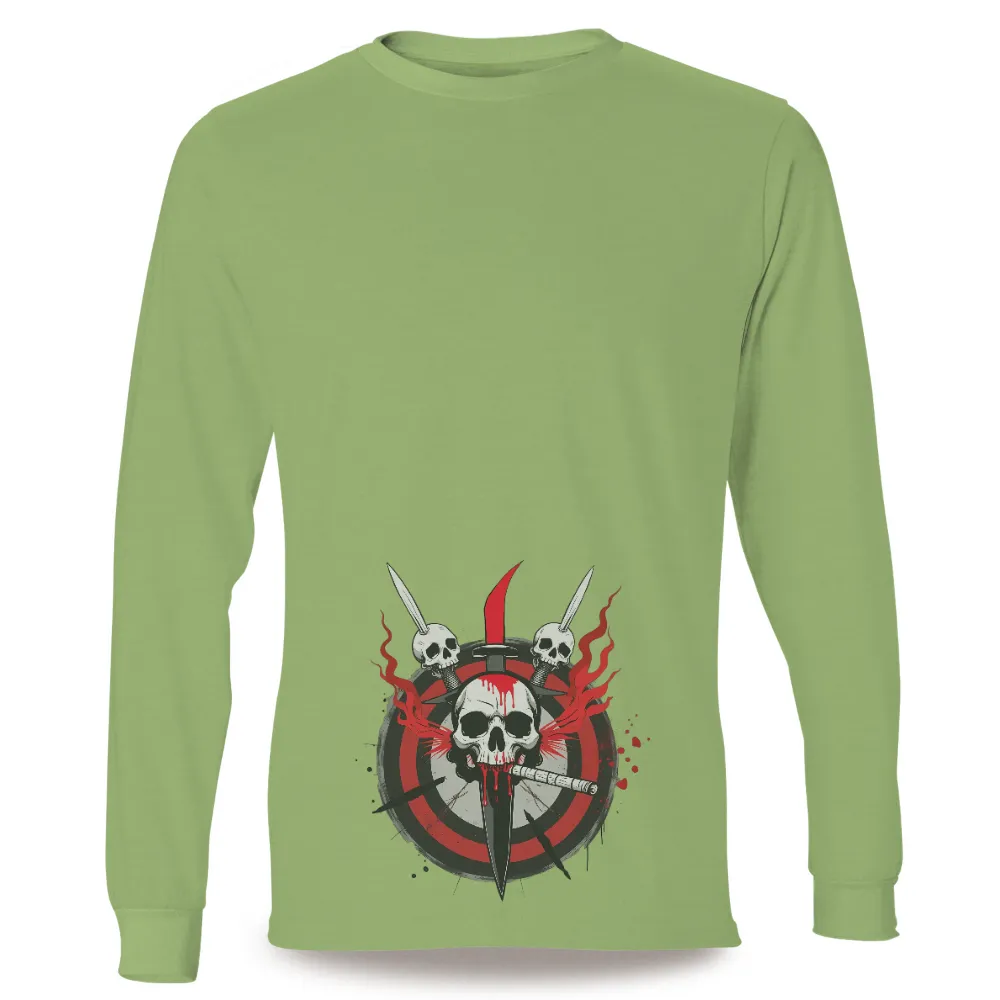 TShirt Printing: Bold Rebellion with Skulls and Knives| Dartboard background